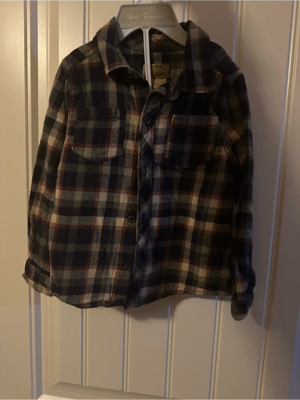 Kids Plaid Button-Up Shirt - Navy & Brown